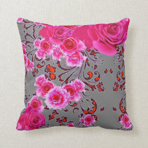 CERISE KONST FÖR GRÅ FÄRG FÖR ROSA KUDDE