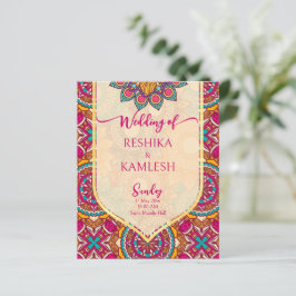 Cerise mandala rangoli bröllop budgetinbjudan