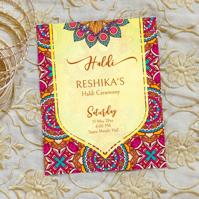 Cerise mandala rangoli mehndi budgetinbjudan (Skapare uppladdad)
