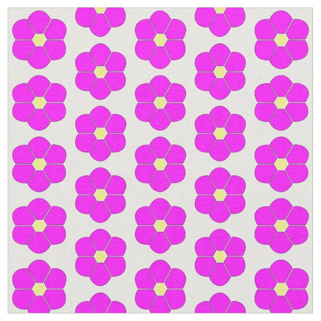 Cerise Rosa Flowers Design Tyg (Närbild)
