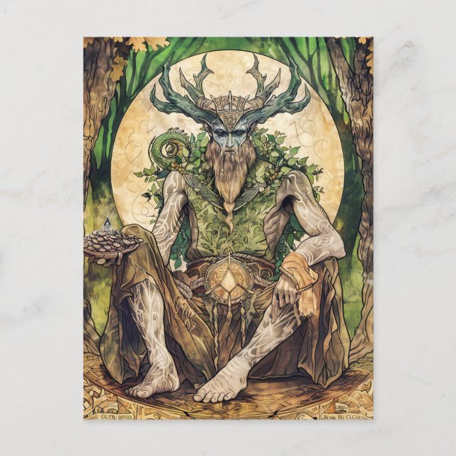 Cernunnos Celtic Horned God Nature Vykort (Framsida)