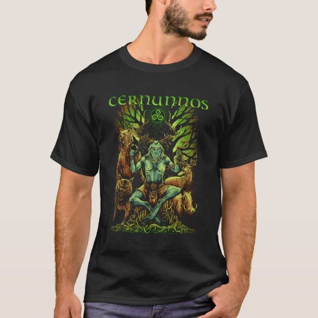 Cernunnos Celtic Mythology Pagan Irish Gud T Shirt (Framsida)
