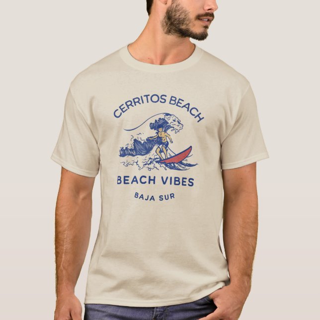 Cerritos Beach Mexico Beach vibes Surfer T Shirt (Framsida)
