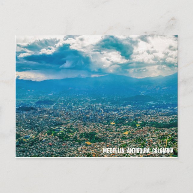 Cerro Pan de Azúcar, Medellín Colombia City View Vykort (Framsida)