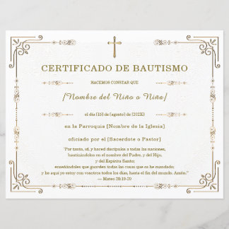 Certificado de Bautismo Elegante