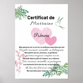 Certificat de Marraine Poster