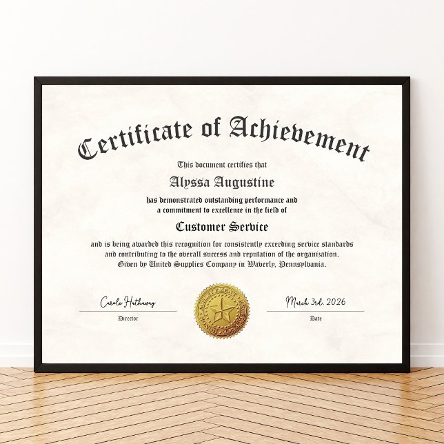 Certificate of Achievement Print Poster (Skapare uppladdad)
