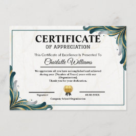 Certificate of Appreciation Editable Award Templat Tilläggskort