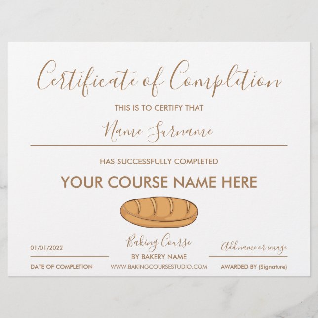 certificate of completion bread baking (Framsida)