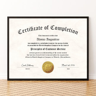 Certificate of Completion Print Poster