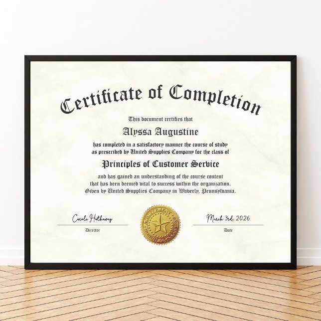 Certificate of Completion Print Poster (Skapare uppladdad)