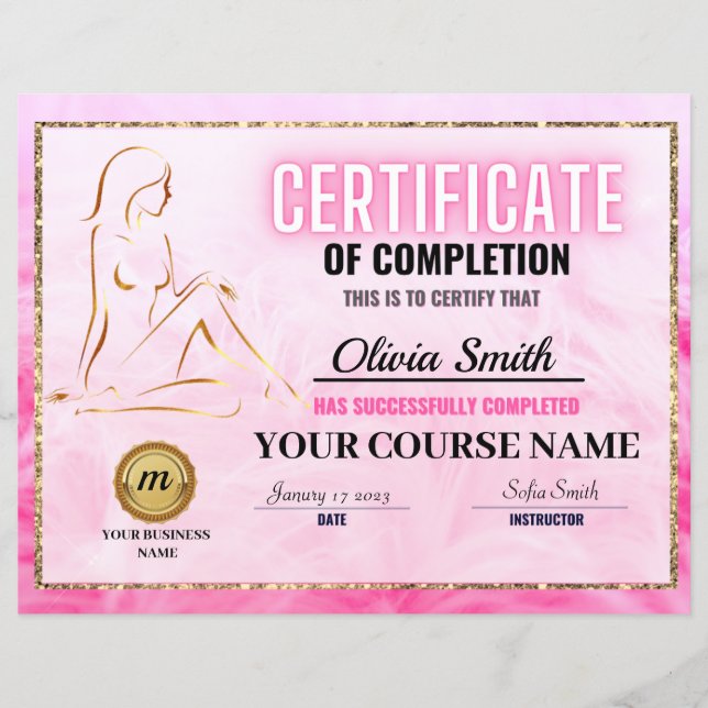 Certificate of Completion Template, Body Sculpting (Framsida)