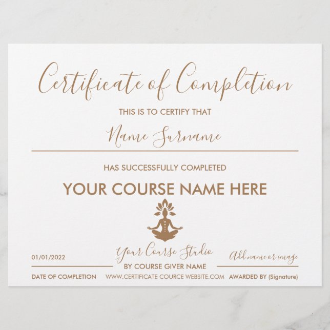 certificate of completion yoga (Framsida)