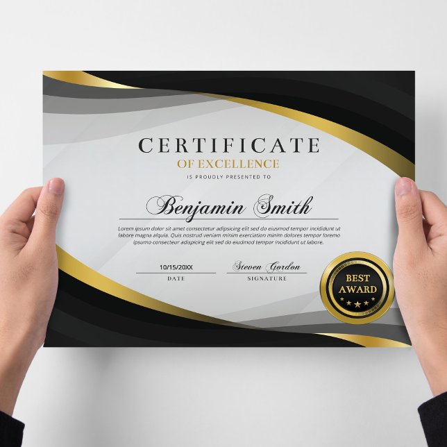 Certificate of Excellence Black & Gold Award (Skapare uppladdad)