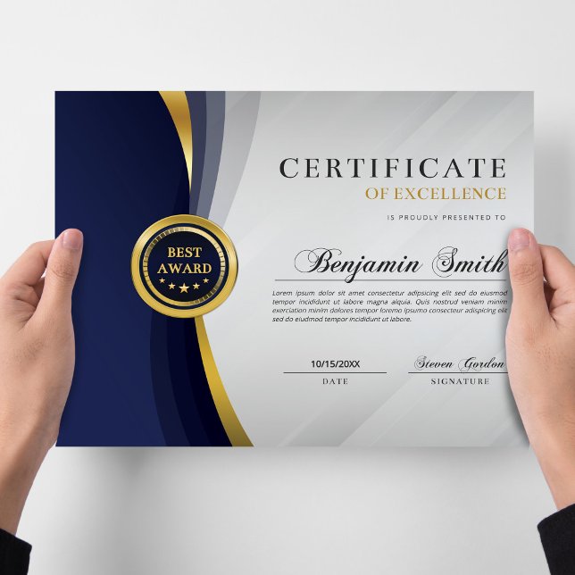 Certificate of Excellence Blue & Gold Award (Skapare uppladdad)