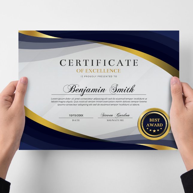Certificate of Excellence Blue & Gold Award (Skapare uppladdad)
