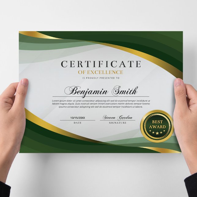 Certificate of Excellence Green & Gold Award (Skapare uppladdad)