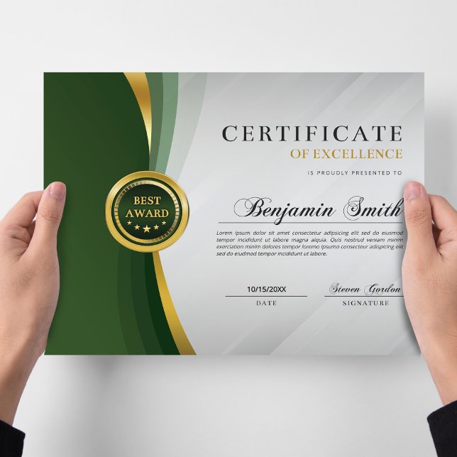 Certificate of Excellence Green & Gold Award (Skapare uppladdad)