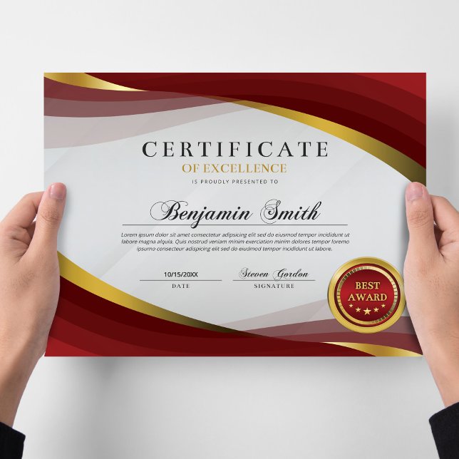 Certificate of Excellence Red & Gold Award (Skapare uppladdad)