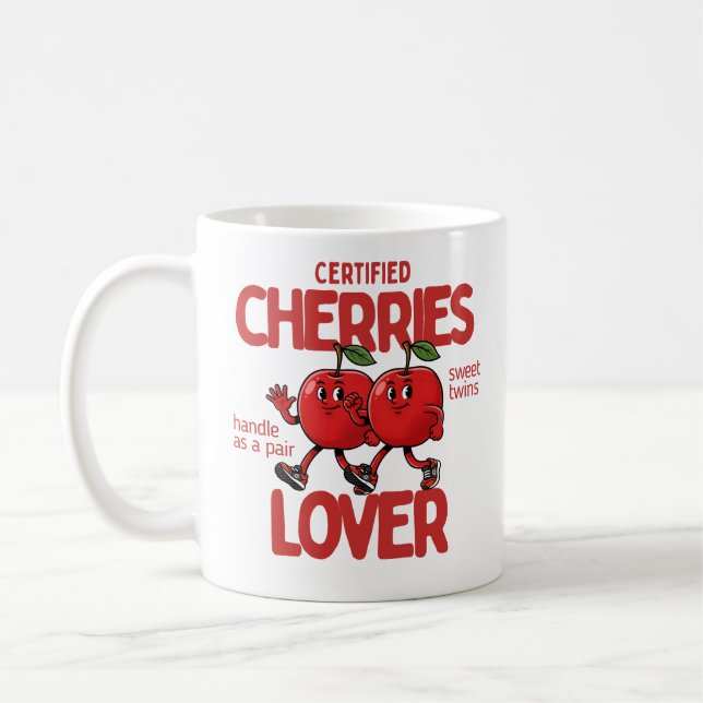 Certified Cherries Lover Mug Sweet Twins Gift Kaffemugg (Vänster)