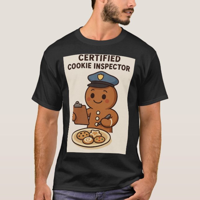 Certified Cookie Inspector Gingerbread T Shirt (Framsida)