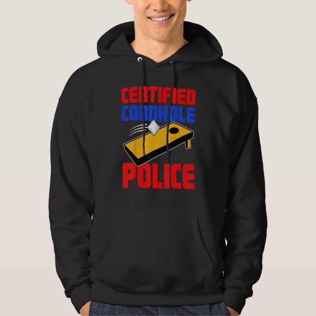 Certified Cornhole Police  Corn Hole Hoodie (Framsida)