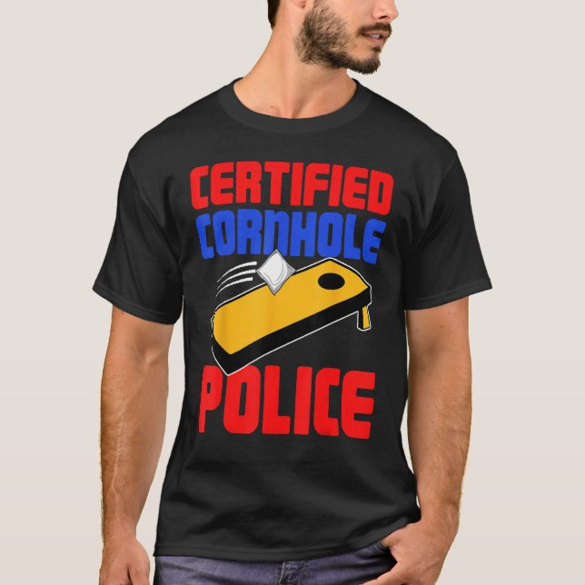 Certified Cornhole Police  Corn Hole T Shirt (Framsida)