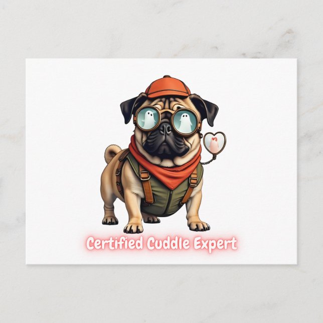 Certified Cuddle Expert Invitation Postcard Inbjudan Vykort (Framsida)