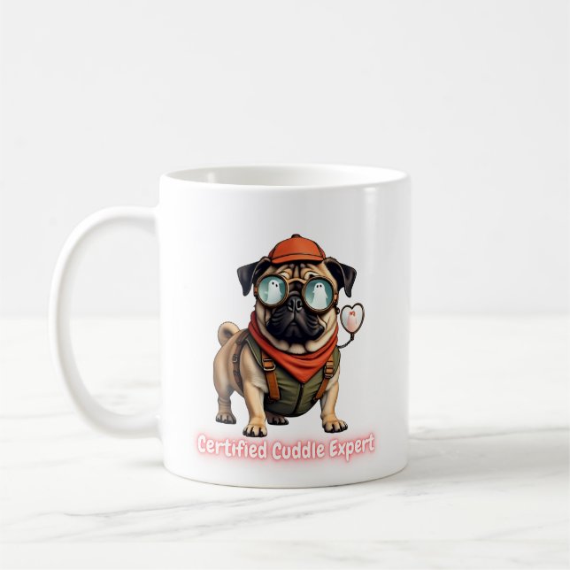 Certified Cuddle Expert Mug – Funny Pug Lover  Kaffemugg (Vänster)