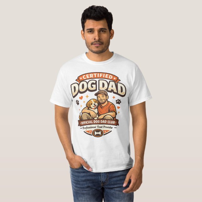 Certified Dog Dad Club Valp Design T Shirt (Hel framsida)