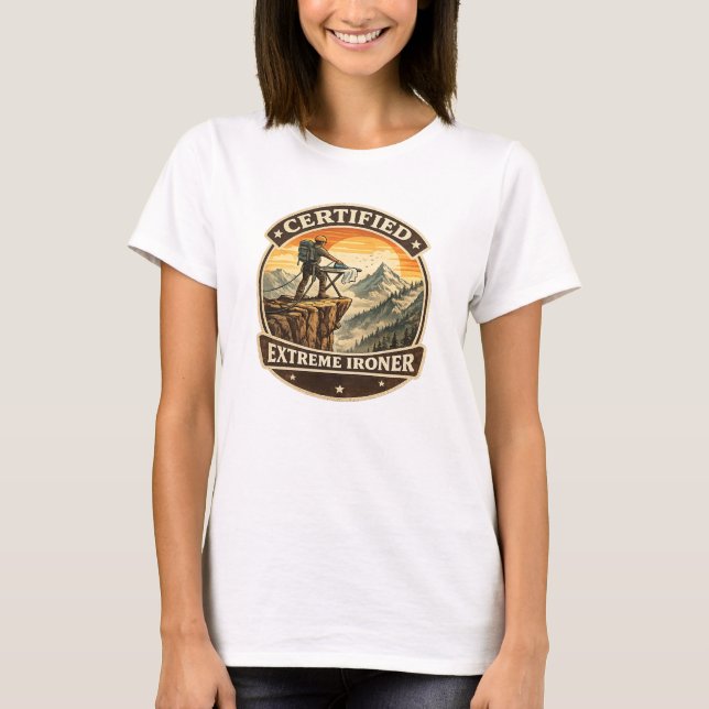 Certified Extreme Ironer Vintage Mountain T-Shirt  (Framsida)