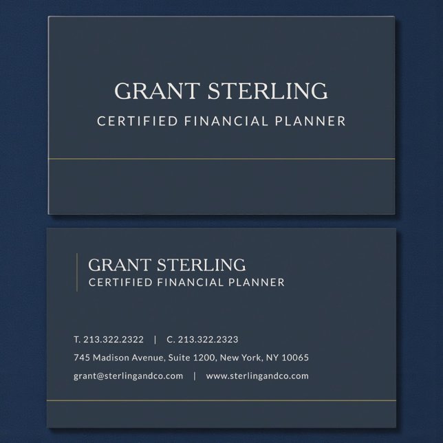 Certified Financial Planner Navy Blue Professional Visitkort (Skapare uppladdad)