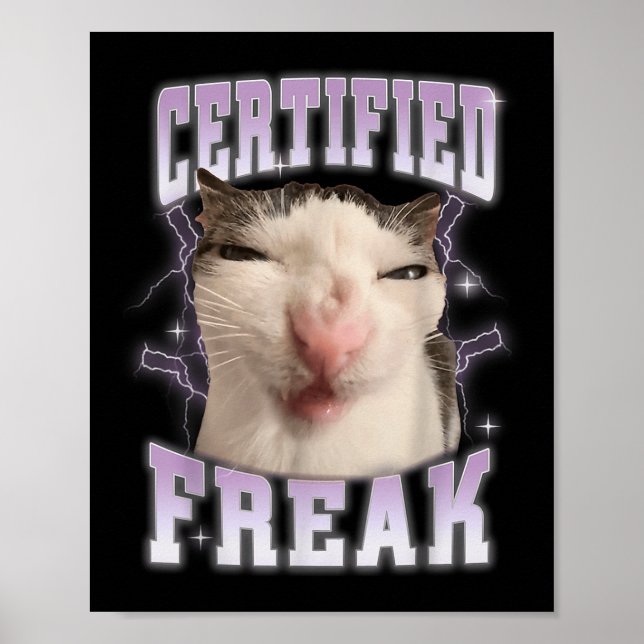 Certified Freak Eat Cement Cursed Cat Funny Cats M Poster (Framsidan)
