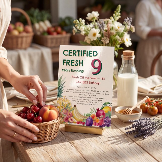 Certified Fresh Fruit Farm 9-årsdag Inbjudningar (Skapare uppladdad)