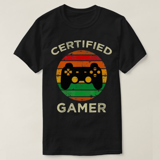 Certified Gamer Retro Funny Video Games Gaming Gif T Shirt (Design framsida)