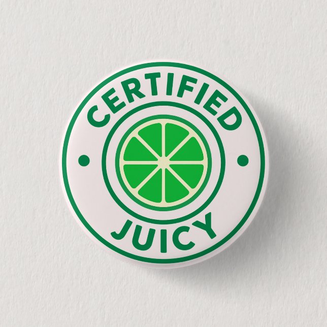 Certified Juicy™ – Lime-märke Knapp (Framsida)