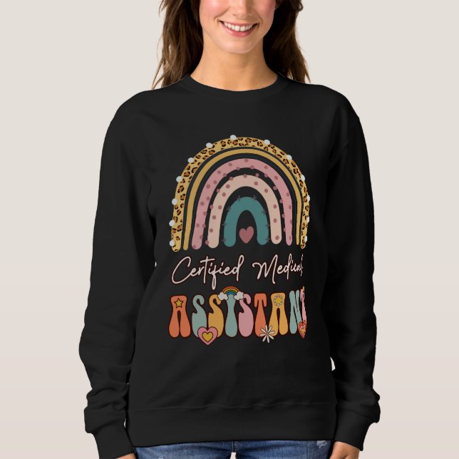 Certified Medical Assistant CMA Groovy Retro Rainb T Shirt (Framsida)