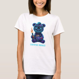 Certified Menace Bear – Neon Cyberpunk Teddy Art T Shirt