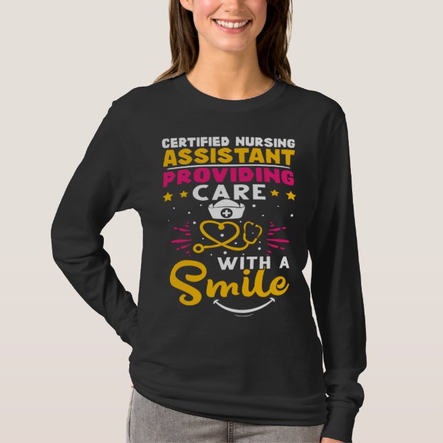 Certified Nursing Assistant Providing Care with a  T Shirt (Framsida)