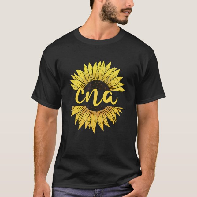 Certified Nursing Assistant Sunflower CNA Nurse T Shirt (Framsida)