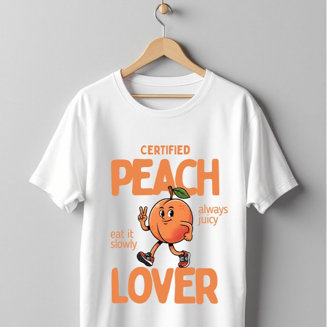 Certified Peach Lover Cute Funny Fruit Design T Shirt (Skapare uppladdad)