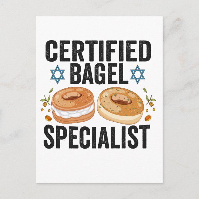Certifierad Bagel-specialist Rolig Judisk Hanukkah Vykort (Framsida)
