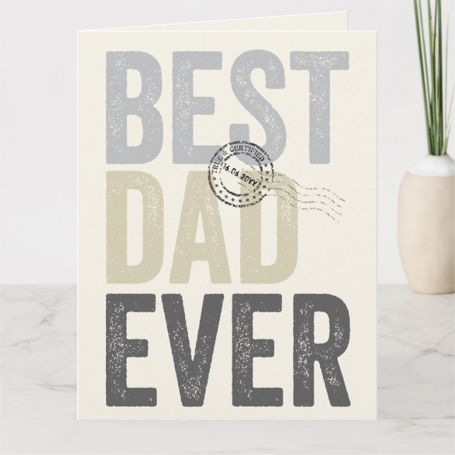 Certifierad Bästa Pappa Någonsin Farsdag Typografi Kort (Framsida)
