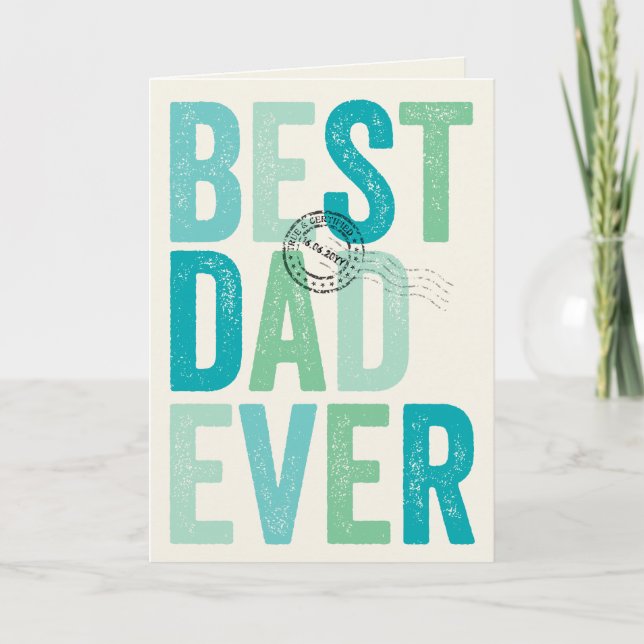 Certifierad Bästa Pappa Någonsin Farsdag Typografi Kort (Framsida)