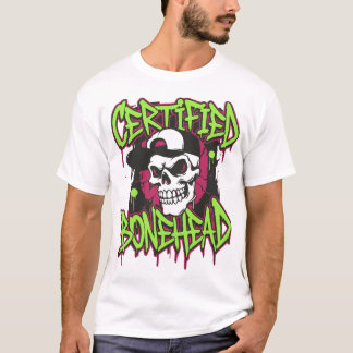 Certifierad Bonehead Retro Streetwear Skalle Desig T Shirt