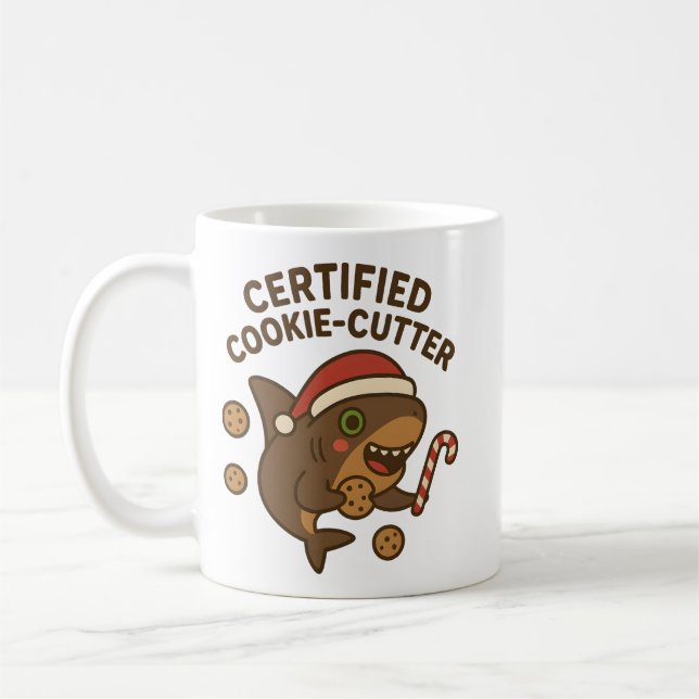 Certifierad Cookie-Cutter Rolig Julhaj Puns Kaffemugg (Vänster)