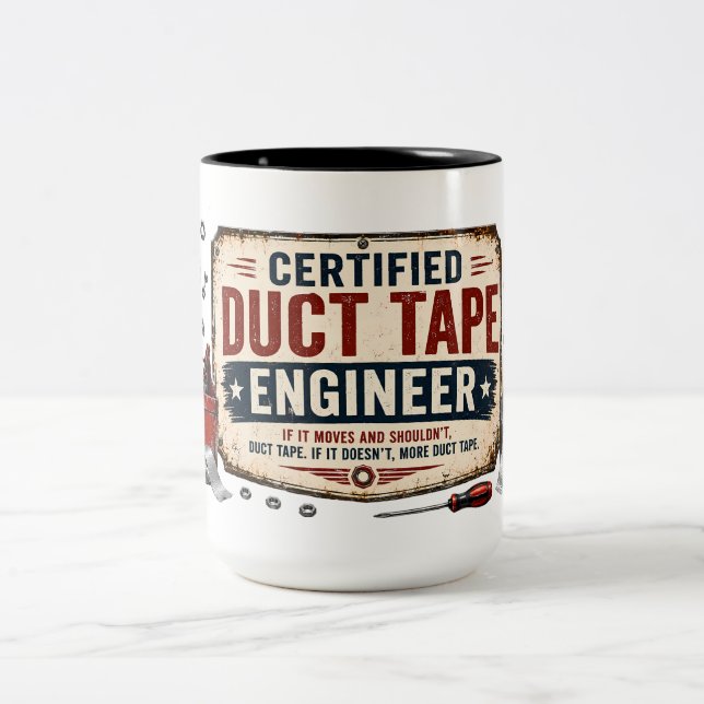 Certifierad Duct Tape-ingenjör Rolig Mugg (Center)