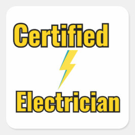 Certifierad elektriker Blixtpinnesticker Fyrkantigt Klistermärke