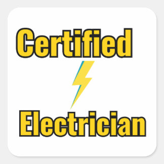 Certifierad elektriker Blixtpinnesticker Fyrkantigt Klistermärke