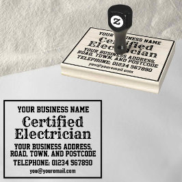 Certifierad elektriker med namn, adress, etc stämpel